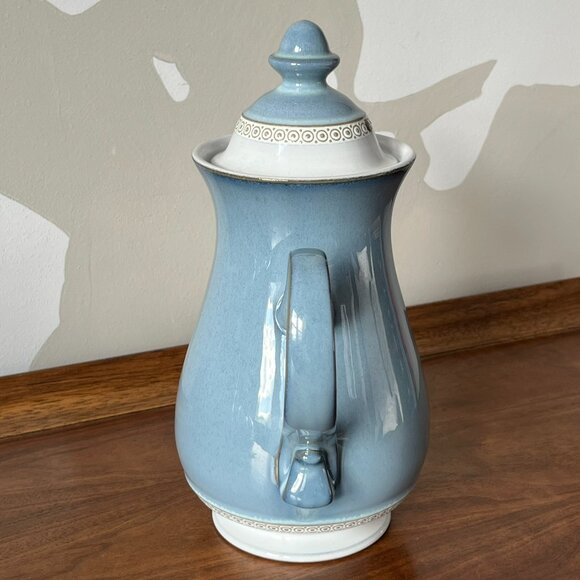 Denby Langley Castile Coffee Pot with Lid Stoneware Blue & White England Vintage - Picture 6 of 17